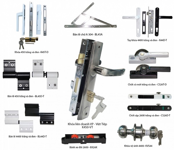 Các loại phụ kiện cửa nhôm