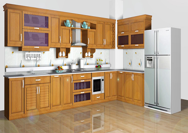 tủ bếp nhôm vân gỗ đẹp sang trọng