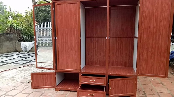 Mẫu tủ Nhôm Giả Gỗ